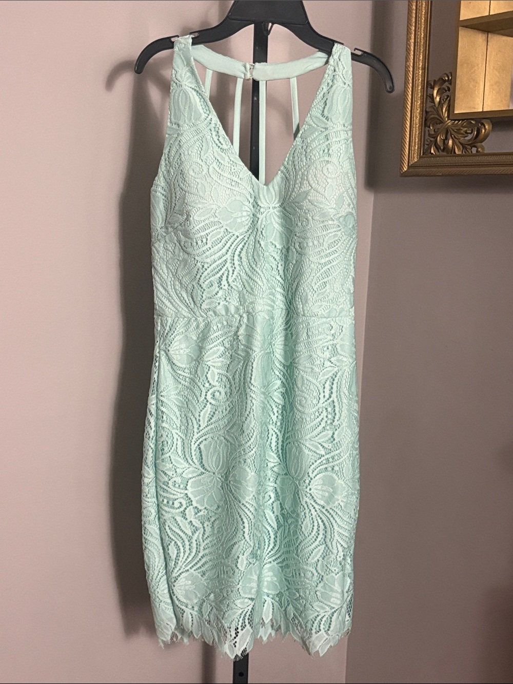 Guess Mint Lace V-Neck Sleeveless Dress